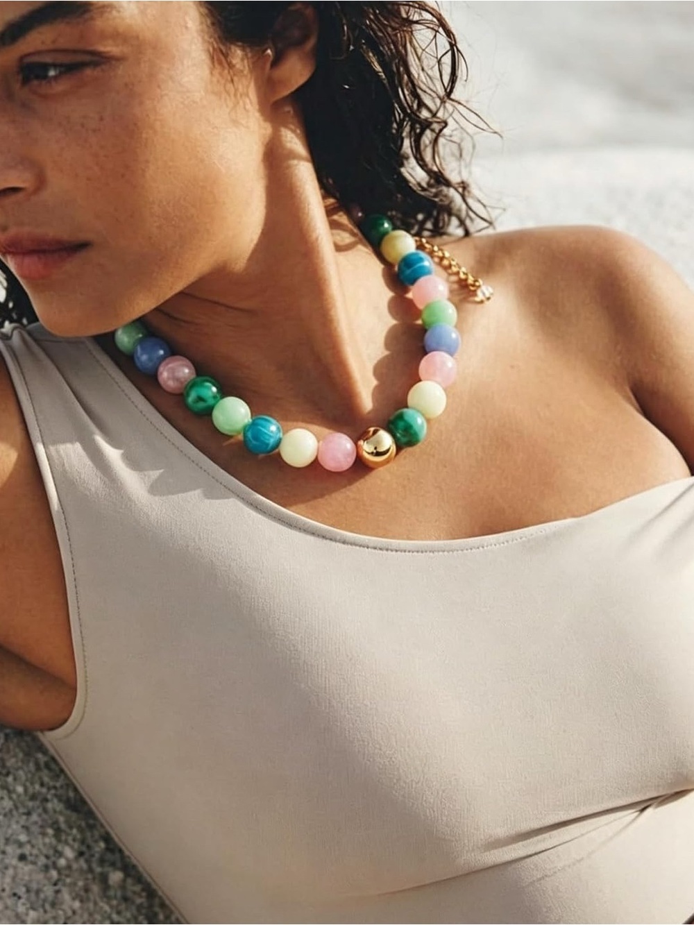 New! Multicolor Dopamine Beaded Statement Necklace